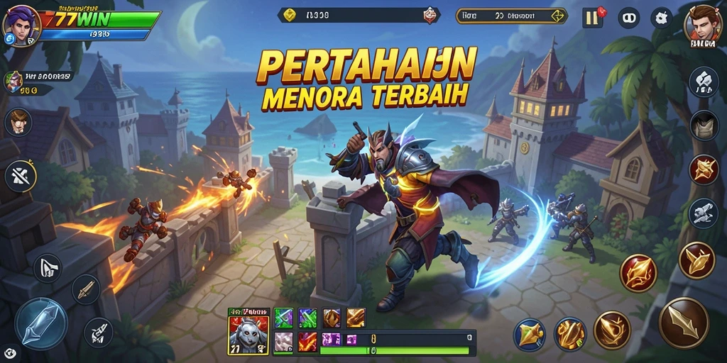 Screenshot gameplay Tower Defense 77WIN yang mendebarkan.