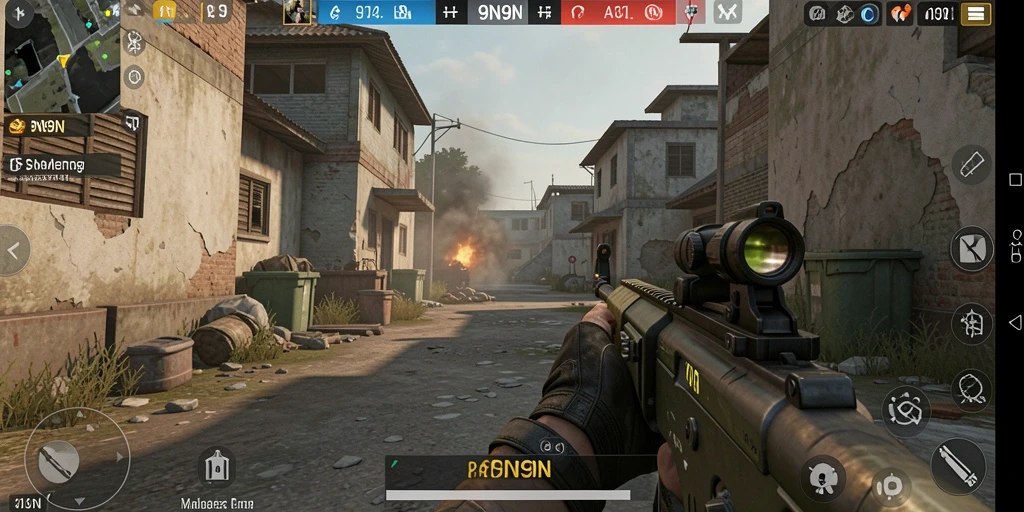 Screenshot gameplay <strong>9N9N</strong> menunjukkan pertempuran yang intens dan seru.