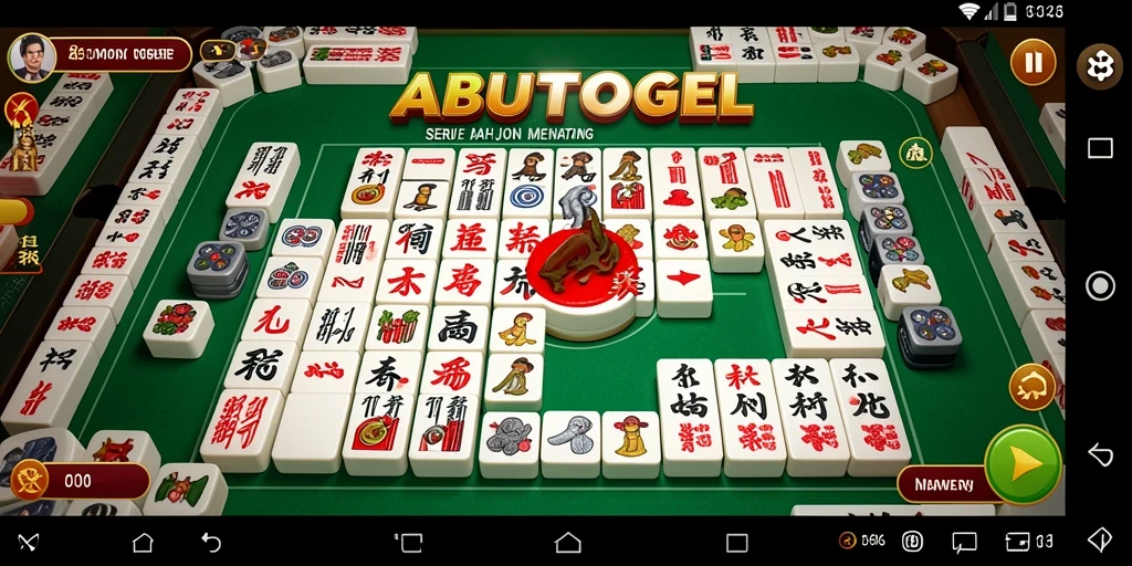 Tampilan gameplay ABUTOGEL dengan tile Mahjong yang berwarna-warni.