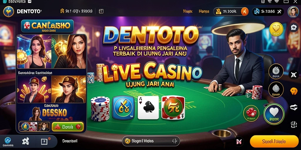 Tampilan gameplay DENTOTO dengan dealer langsung di Live Casino.