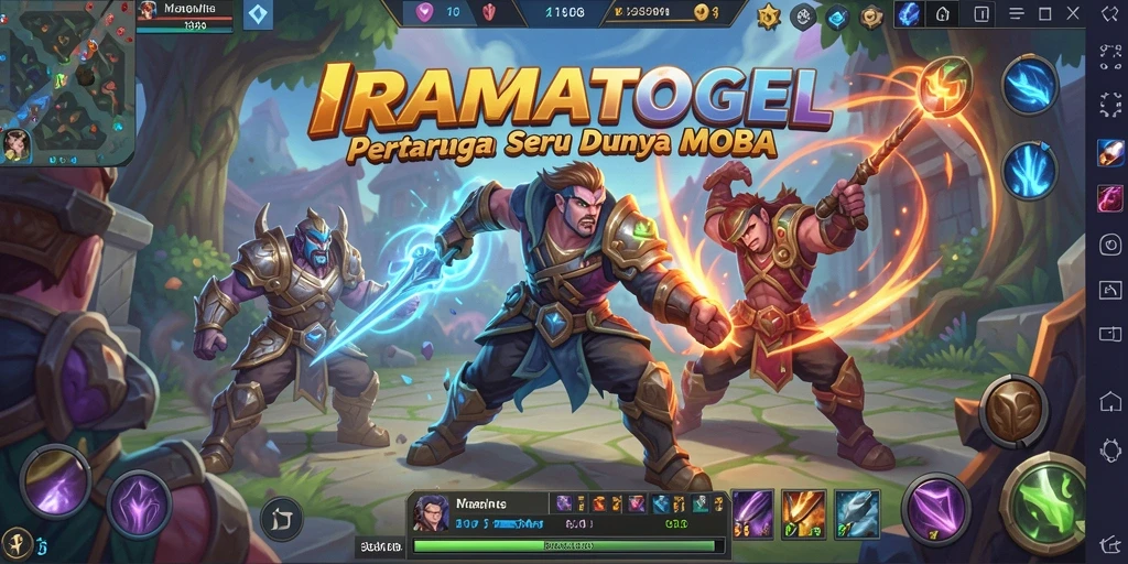 Tampilan seru dalam pertandingan MOBA di IRAMATOGEL.