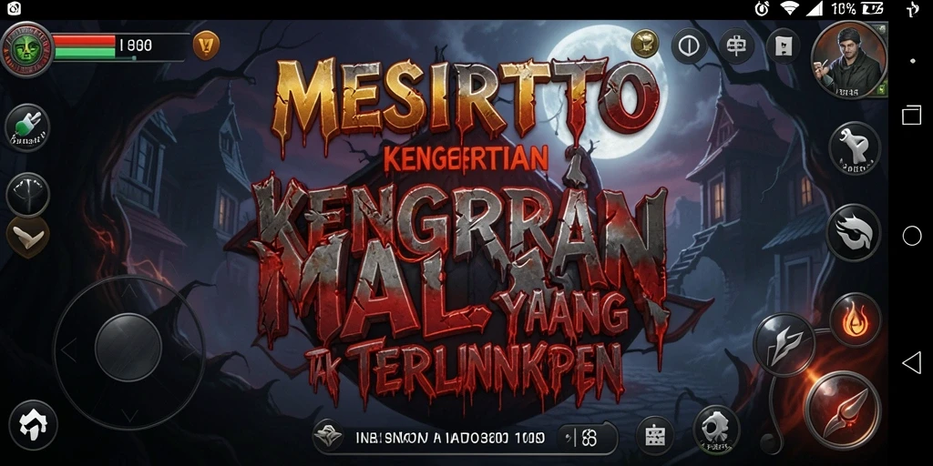 Tampilan gameplay MESIRTOTO dengan suasana mencekam dan makhluk menyeramkan.