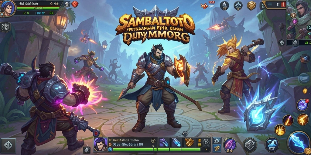 Screenshot utama SAMBALTOTO menunjukkan aksi pertarungan yang seru dalam MMORPG.