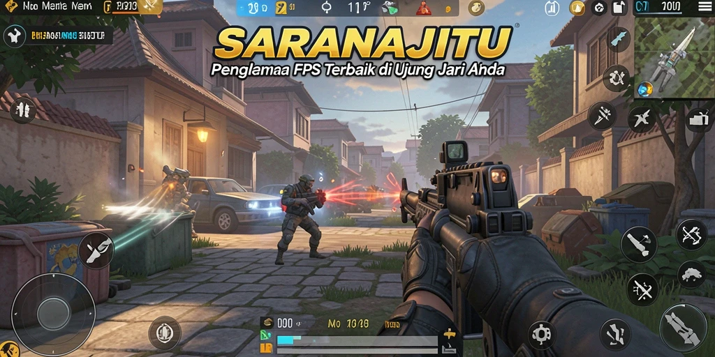 Tangkapan layar SARANAJITU yang menampilkan aksi seru dalam gameplay FPS.