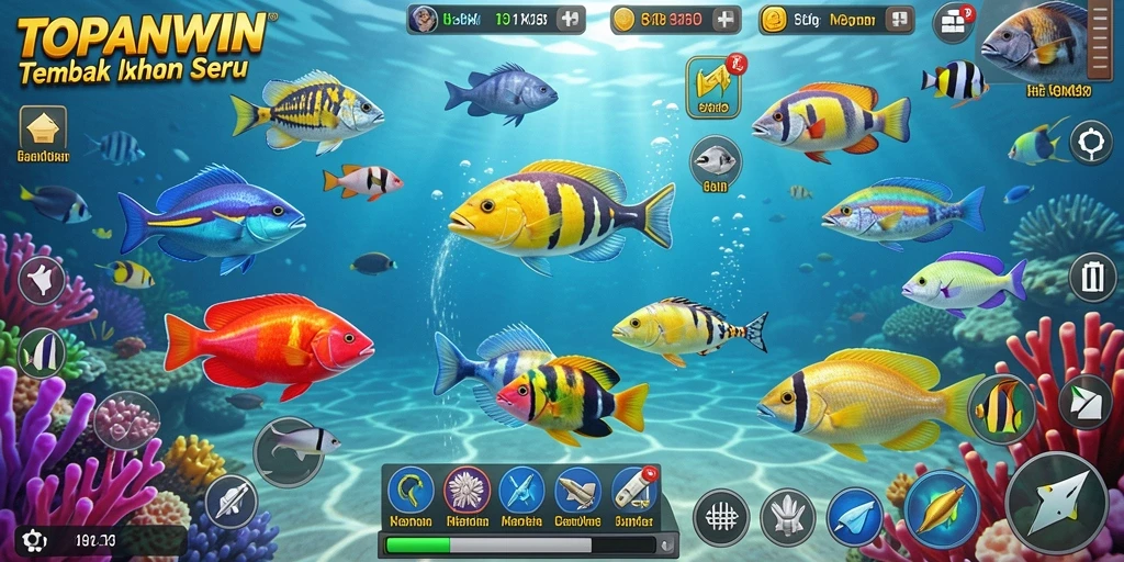Tampilan gameplay TOPANWIN yang menegangkan saat menembak ikan.