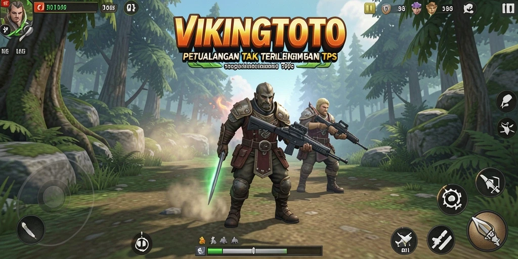 Menampilkan aksi seru dalam gameplay VIKINGTOTO dengan elemen TPS.
