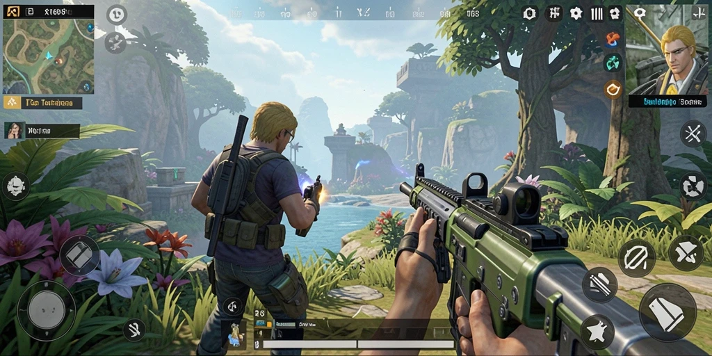 Screenshot X168 menunjukkan aksi seru dalam gameplay TPS.
